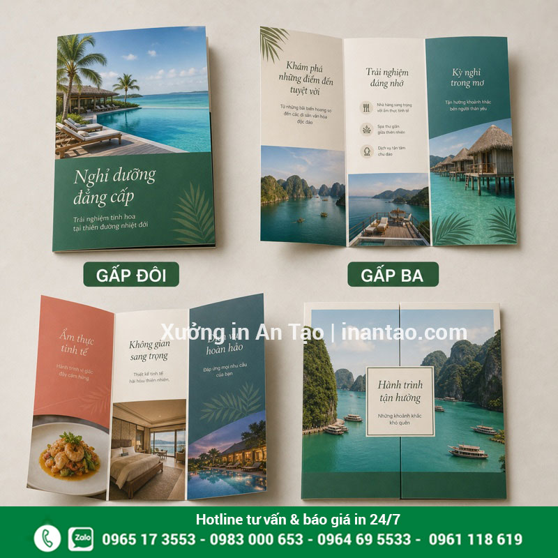 Kiểu gấp phổ biến khi in brochure Các kiểu gấp đôi gấp ba gấp Z và gấp cửa khi in brochure