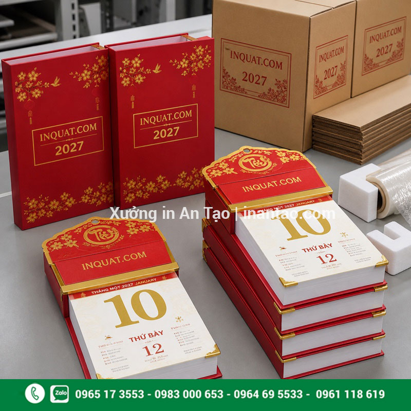 Kiểm tra và đóng gói lịch bloc thành phẩm Đóng gói lịch bloc thành phẩm tại xưởng InQuat