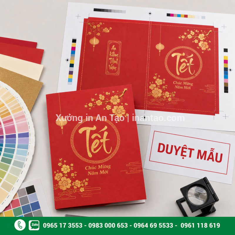 Duyệt mẫu trước khi in thiệp chúc mừng Bản duyệt màu và file bình in thiệp chúc mừng tại xưởng