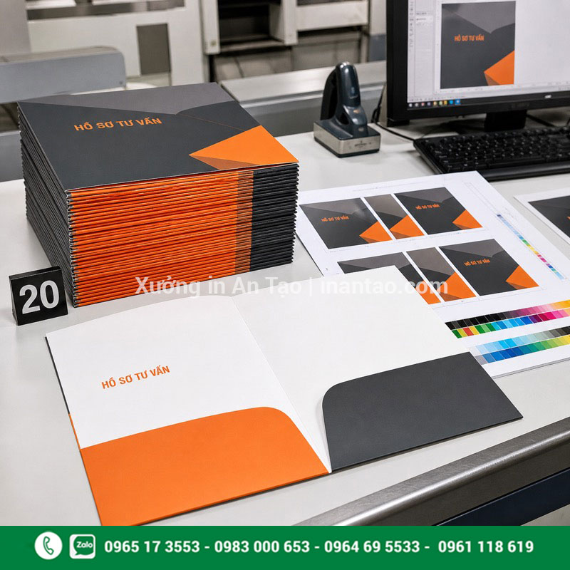 Dịch vụ in folder số lượng ít theo yêu cầu In folder số lượng ít bằng công nghệ kỹ thuật số tại xưởng