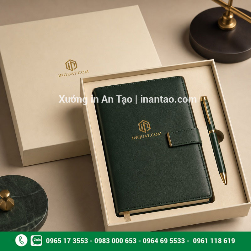 Bộ sổ tay quà tặng doanh nghiệp In sổ tay quà tặng doanh nghiệp kèm bút và hộp
