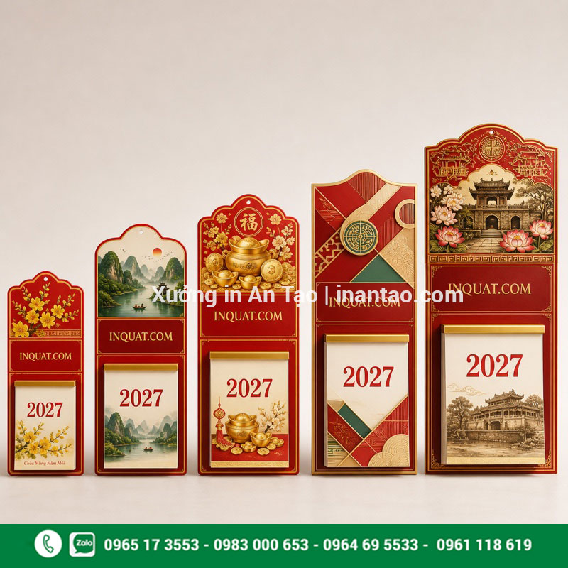 So sánh kích thước lịch bloc phổ biến Các kích thước lịch bloc phổ biến từ nhỏ đến siêu cực đại