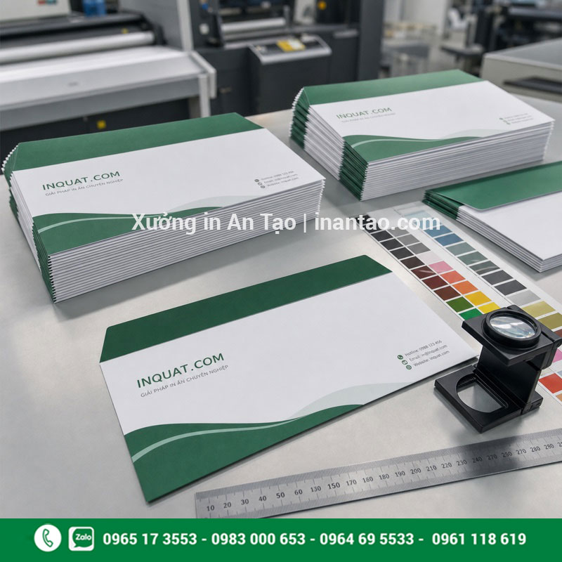 Quy trình kiểm tra chất lượng bao thư thành phẩm Kiểm tra màu sắc và đường gấp của bao thư sau in