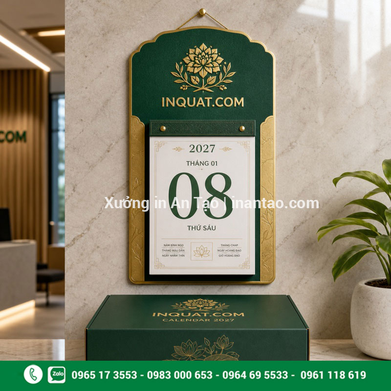 Lịch bloc in logo doanh nghiệp theo bộ nhận diện Lịch bloc in logo doanh nghiệp với hộp quà đồng bộ
