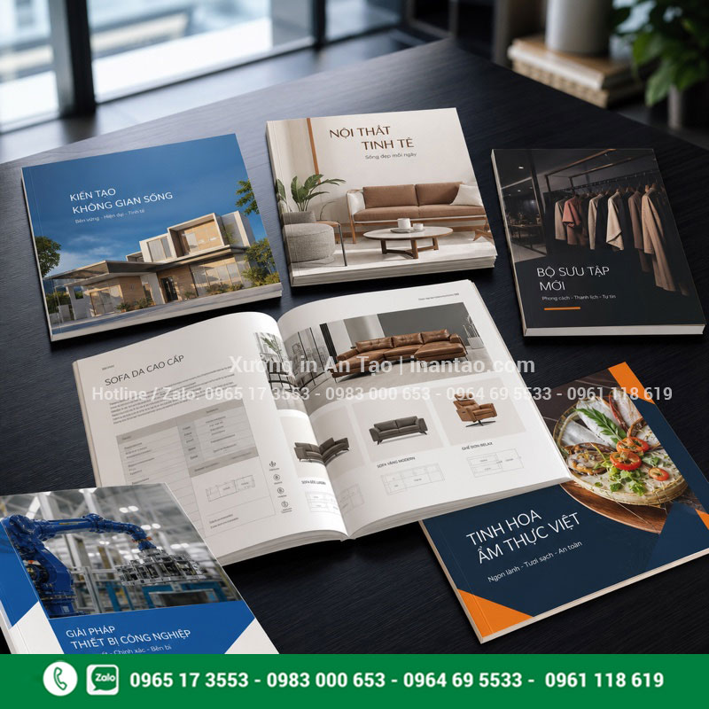 Mẫu in catalogue theo nhiều ngành nghề Mẫu catalogue nội thất thời trang thực phẩm và công nghiệp
