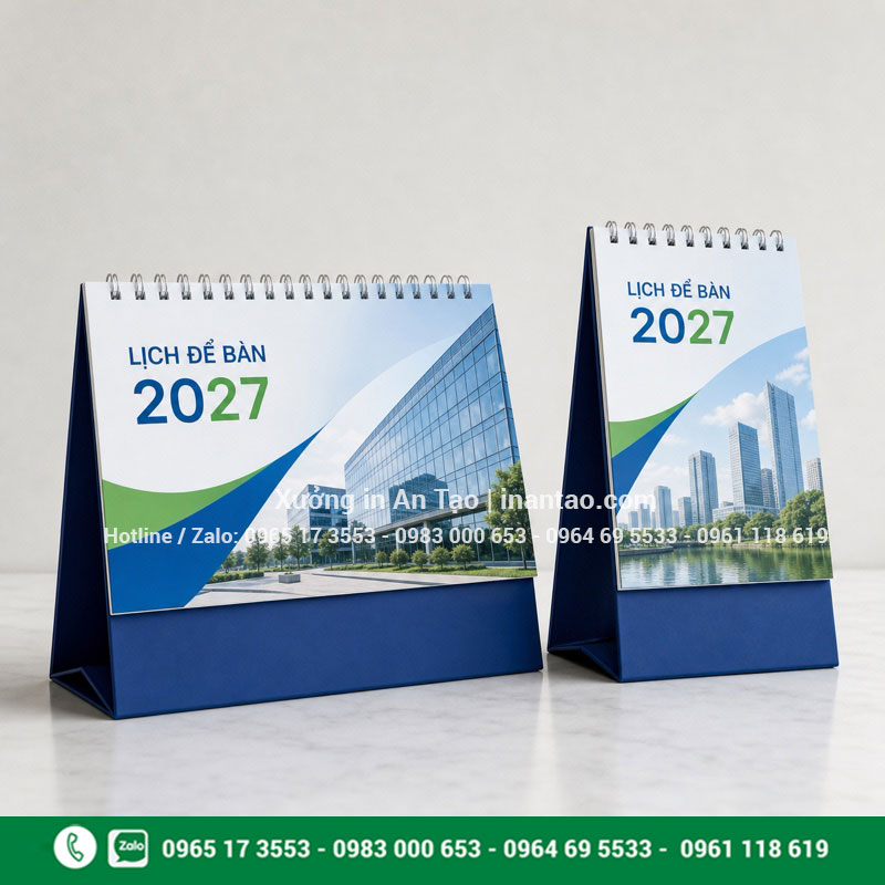 Hai kiểu lịch để bàn chữ A phổ biến Mẫu lịch để bàn chữ A ngang và đứng