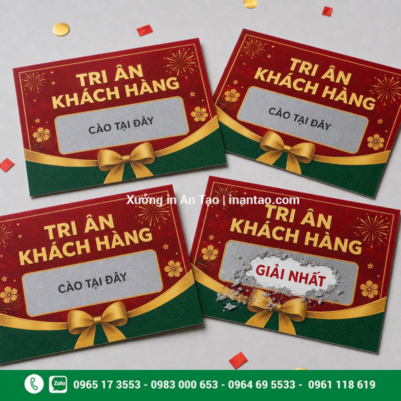 Mẫu thẻ cào trúng thưởng phủ bạc hoàn chỉnh Mẫu in thẻ cào trúng thưởng tri ân khách hàng