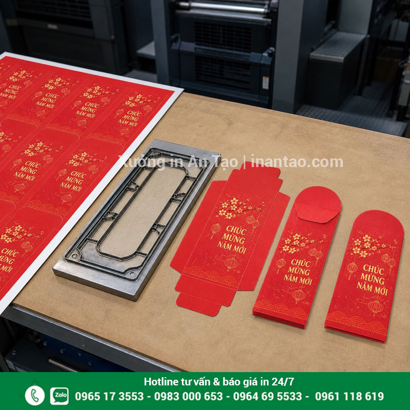 Quy trình sản xuất tại xưởng in bao lì xì Quy trình in bao lì xì từ tờ in bế dán đến thành phẩm