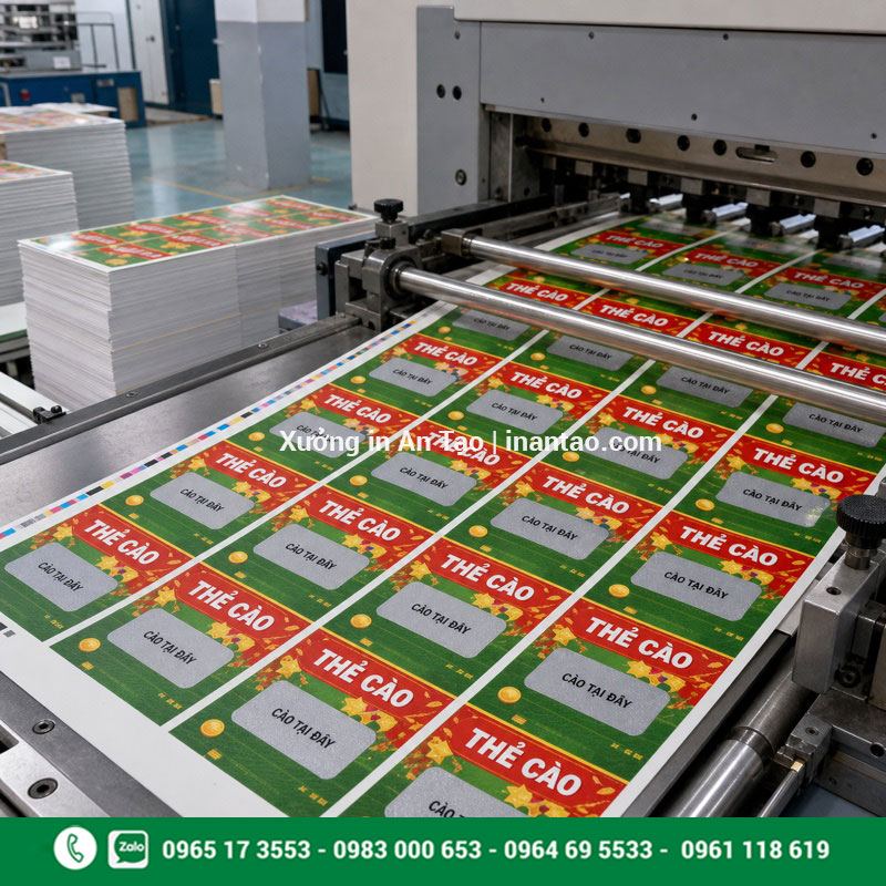 Sản xuất thẻ cào trên hệ thống máy in và gia công Quy trình sản xuất thẻ cào tại xưởng in