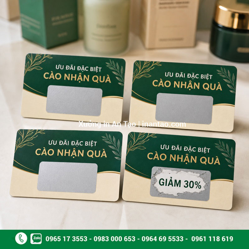 Mẫu thẻ cào khuyến mãi nhận ưu đãi In thẻ cào khuyến mãi giảm giá cho cửa hàng