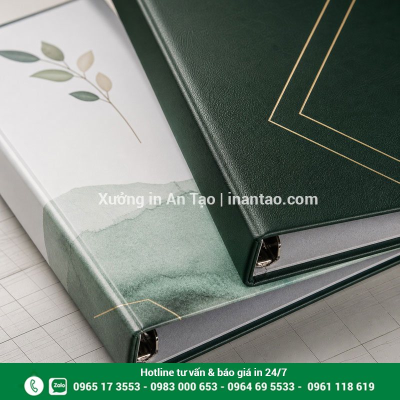 Chất liệu bìa còng giấy bồi và simili cao cấp Bìa còng bọc giấy cán mờ và bìa còng bọc simili ép kim