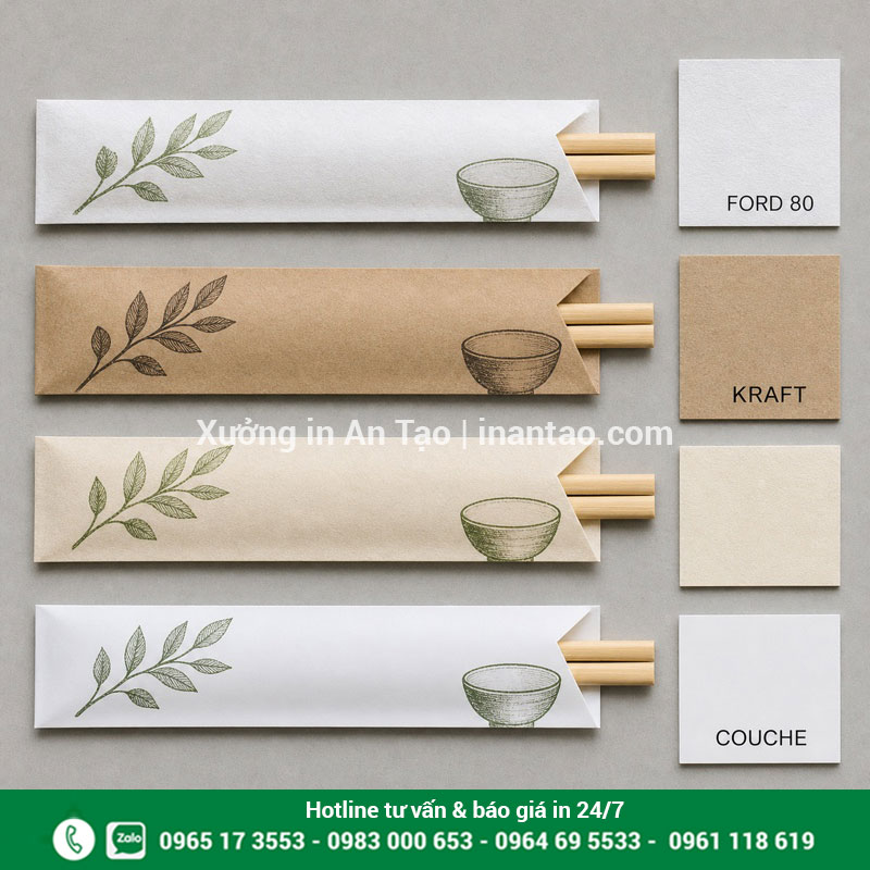 Chất liệu giấy in bao đũa phổ biến So sánh giấy Ford, Kraft và Couche để in bao đũa