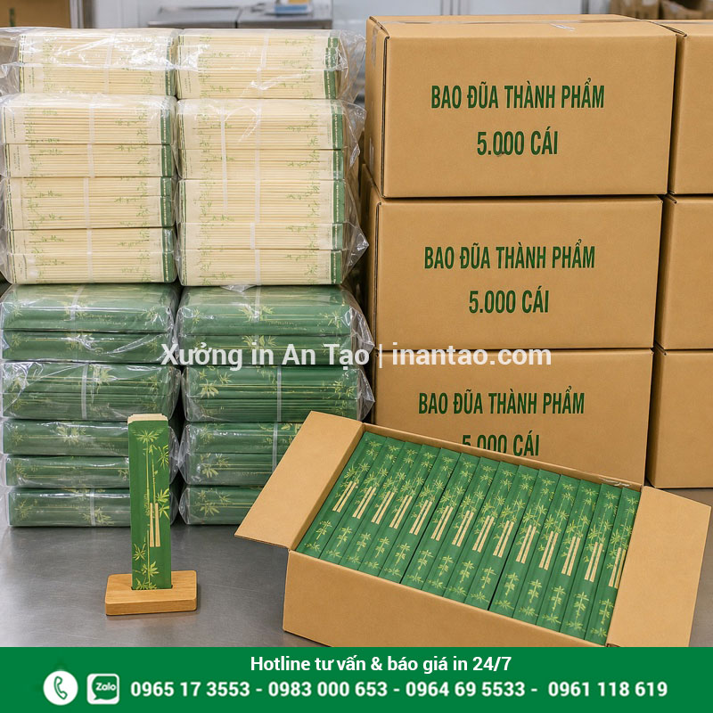 Bao đũa được đóng gói sạch trước khi giao Đóng gói bao đũa thành phẩm theo bó và thùng để giao hàng