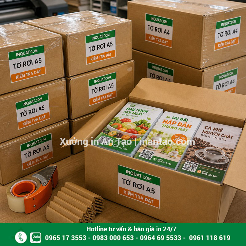 Đóng gói và giao tờ rơi tại TPHCM Đóng gói thành phẩm in tờ rơi HCM để giao khách