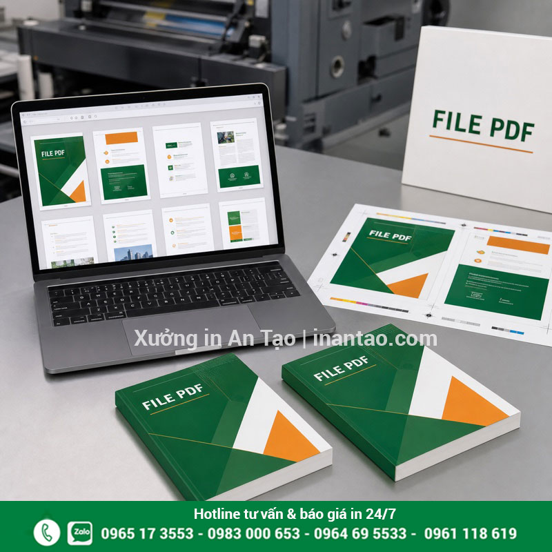Giá in sách từ file PDF được tính theo quy cách thực tế File PDF được kiểm tra và đối chiếu với sách in thành phẩm