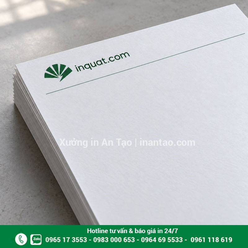 Bề mặt giấy và nét in tiêu đề thư Cận cảnh bề mặt giấy không tráng phủ và nét in màu xanh trên tiêu đề thư