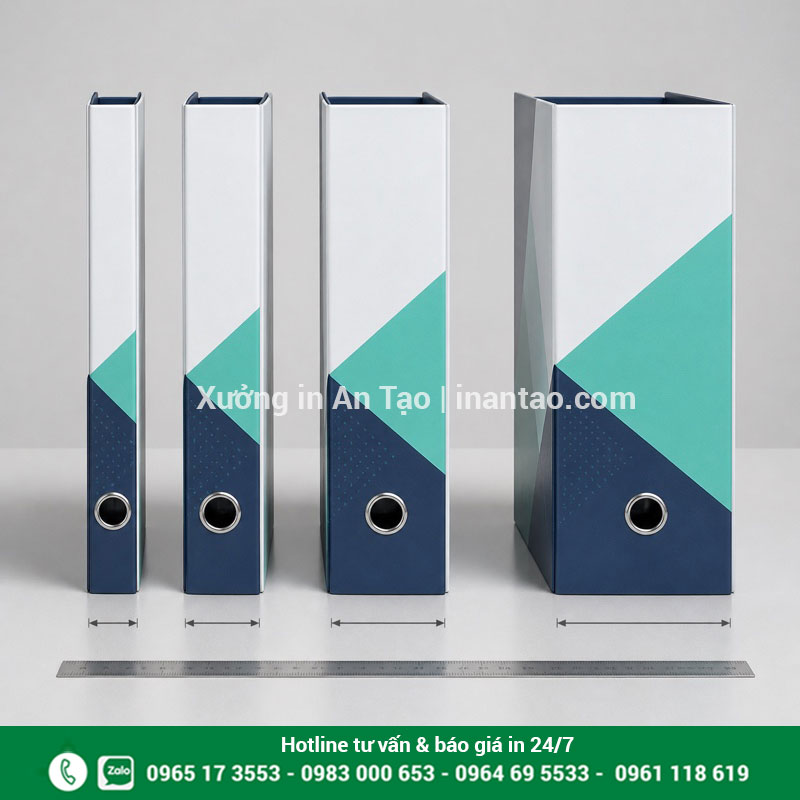 Cách chọn kích thước bìa còng theo lượng tài liệu Các kích thước bìa còng A4 với độ dày gáy khác nhau