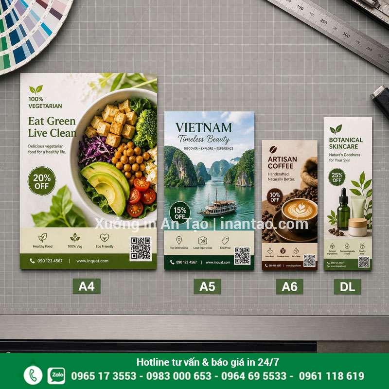 Kích thước in tờ rơi quảng cáo phổ biến So sánh kích thước in tờ rơi A4 A5 A6 và DL