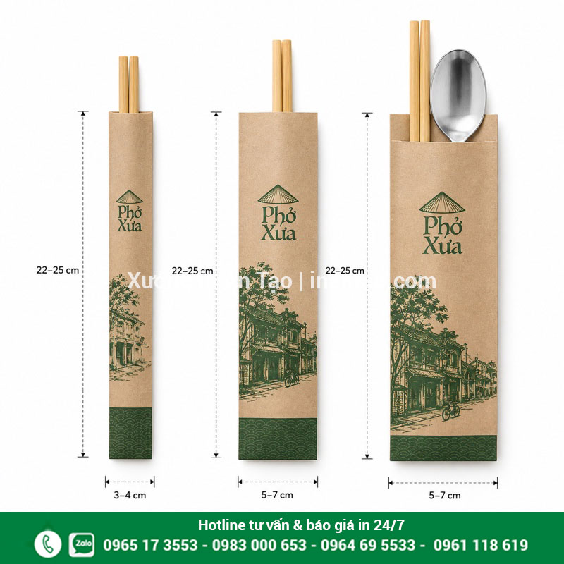 Chọn kích thước in vỏ đũa đúng dụng cụ Kích thước tham khảo khi in vỏ đũa và bao đũa muỗng