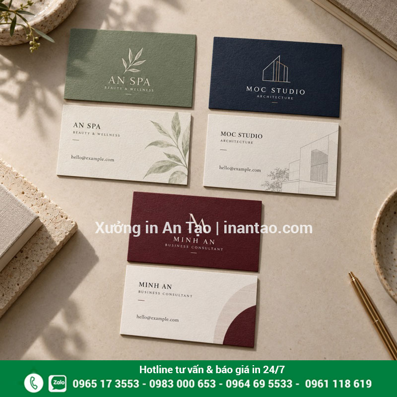 Gợi ý thiết kế name card cho spa, kiến trúc và tư vấn Ba bộ name card cho spa, kiến trúc và tư vấn với thiết kế theo từng ngành